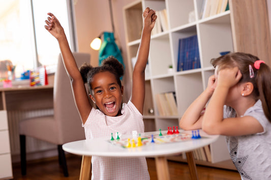 Kids playing a board game